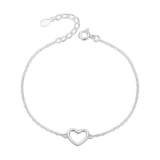 Modian Authentic 925 Sterling Silver Classic Simple Heart Link Chain Bracelet For Women Charm Fine Statement Jewelry Accessories