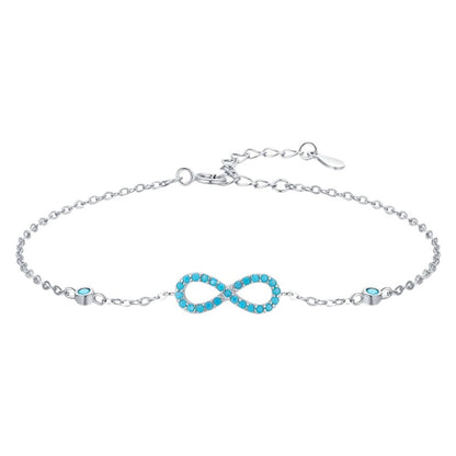 MODIAN Romantic Infinite Love Bracelet 925 Sterling Silver Vintage Natural Turquoise Chain Bracelets For Women Wedding Jewelry