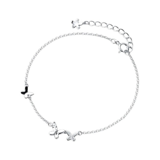 Modian New 925 Sterling Silver Clear CZ Butterfly Minimalist Chain Bracelet for Women Girl Original Bangle Fashion Fine Jewelry