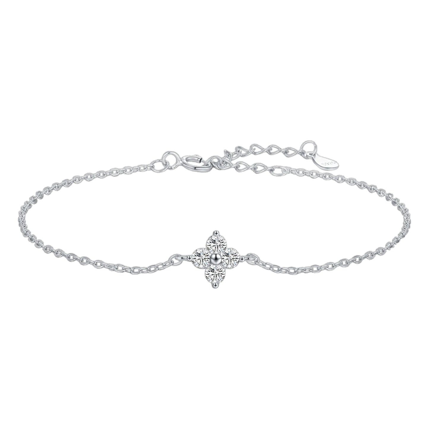 MODIAN 925 Sterling Silver Stackable Four Leaf Clover CZ Bracelet For White Gold Plated Link Chain Women Party Fine Jewelry